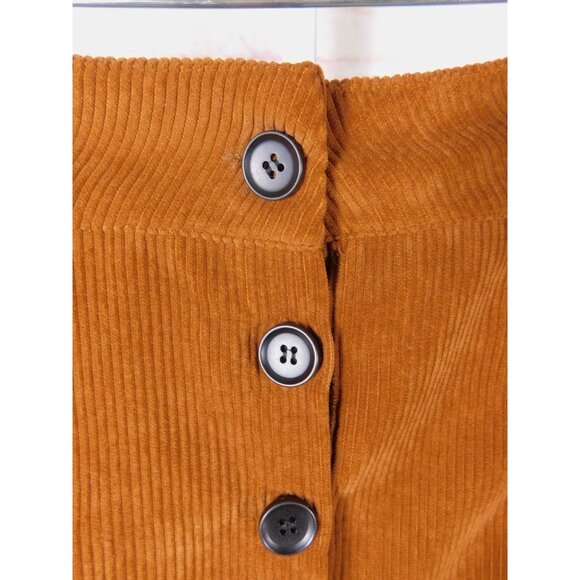 Rust Corduroy Button Front Mini Skirt M Women Fall Retro - Picture 4 of 8